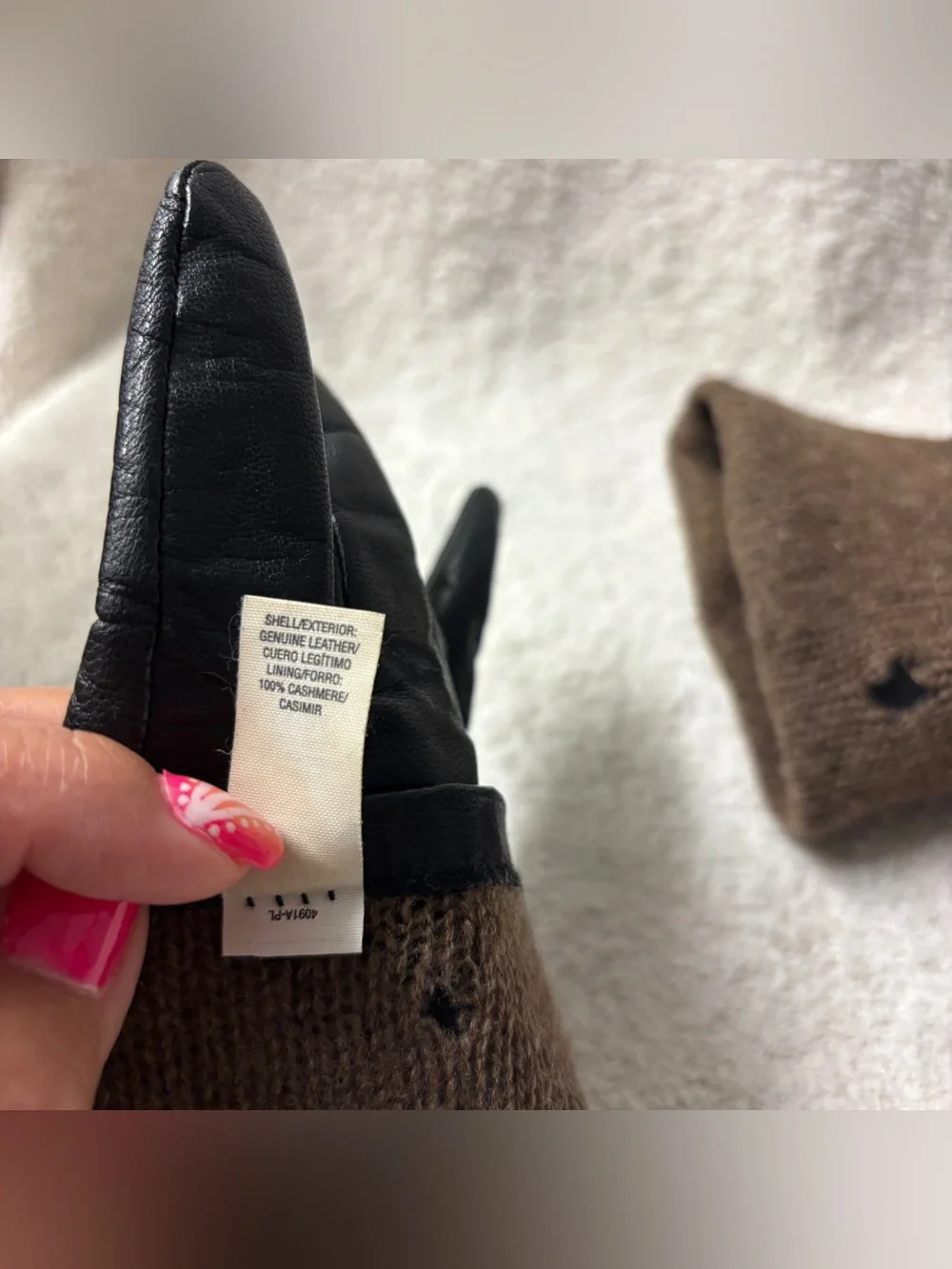 Classic Black Leather Women’s Gloves Cashmere Lining Size XL